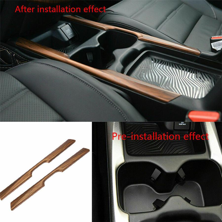 2x Peach Wood Grain Water Cup Holder Stripe Trim Fit For Honda CR-V 2017-2019