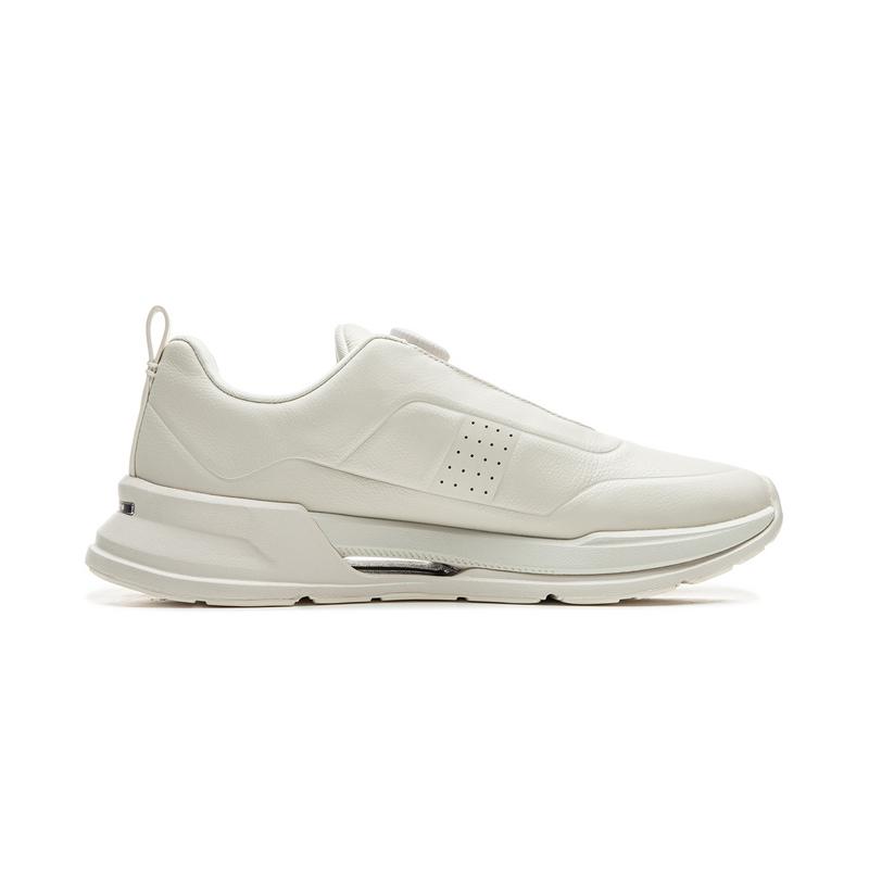 Li-Ning 1990 Commuter Series Fashion Comfortable Wear-Resistant Shock Absorbing Low-Top Casual Running Shoes Men sneaker Beige ALLU013-1