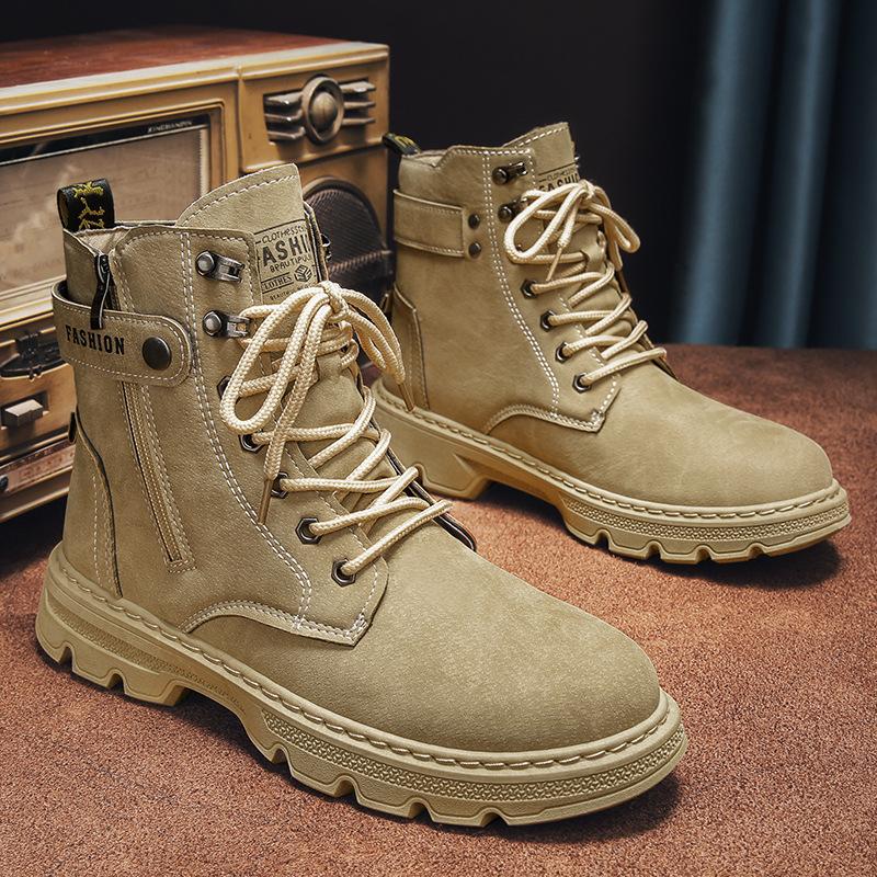 

Ботинки Martin мужские весенние высокие ботинки в британском стиле ретро с боковой молнией на платформе рабочие ботинки для активного отдыха в пустыне 39 хаки