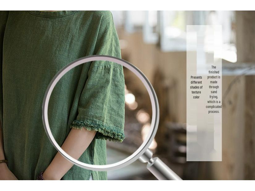 Frühling/Sommer Damen Baumwolle Leinen Fünf-Ärmel Ramie Zen Kleid