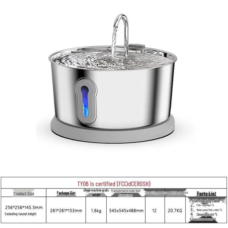 Stainless Steel 4L Cat Water Fountain with Silent Automatic Circulation