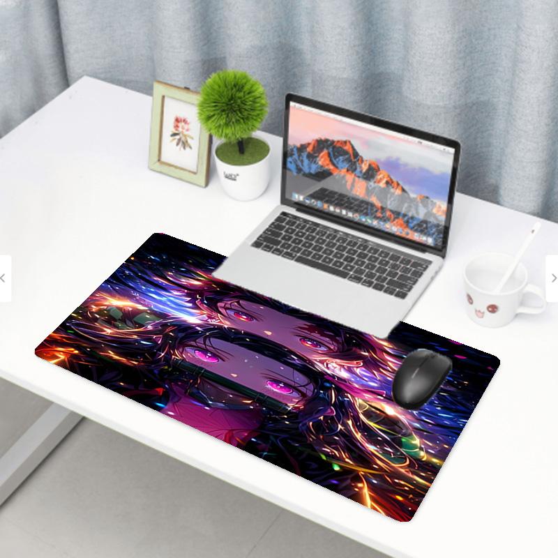 Demon Slayer Print Mouse Pad, Anti‑Slip Desktop keyboard Mat, for PC Laptop Gaming Working Daily Use, Cool Festival Surprise Gift