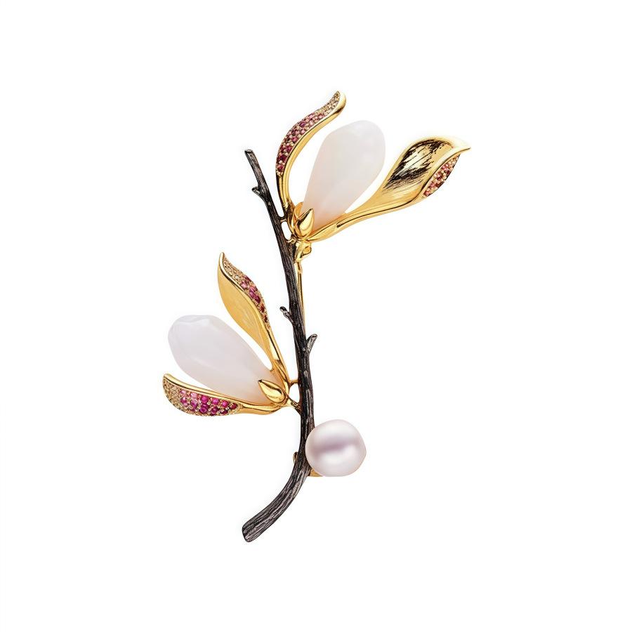 Classical Magnolia Awards Wearing the same Magnolia brooch, high-end corsage women's light luxury personalized pin accessories