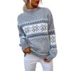 Damen Pullover mit Schneeflockenmuster, hochgeschlossen, Strickwaren Top