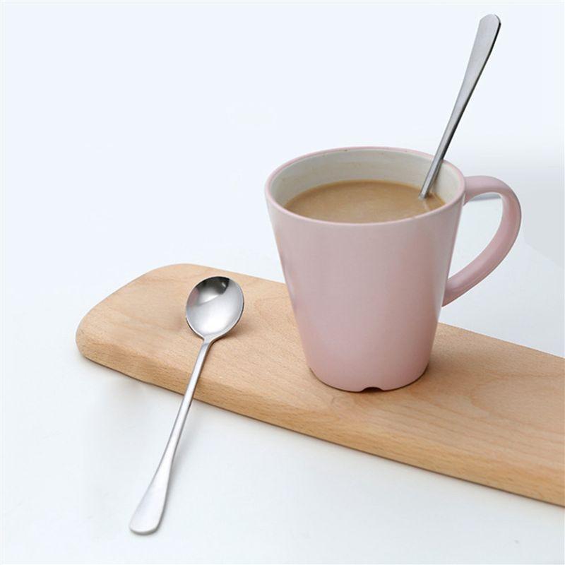 ABWR-New 2Pc Long Handle Stainless Steel Tea Coffee Spoon Cocktail Ice Cream Spoon Spoons Cutlery Round Head