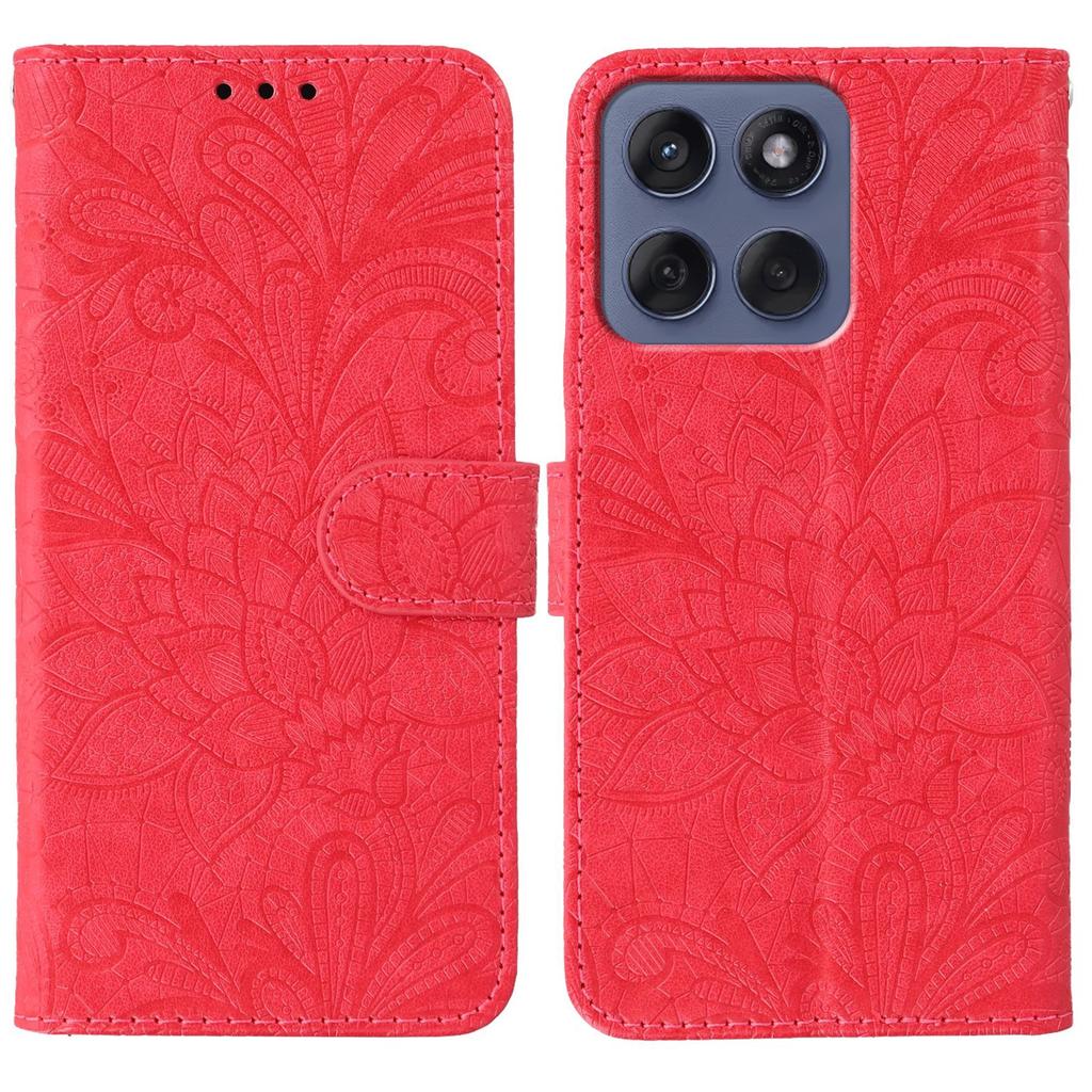 For Motorola Edge 60 5G/60 Fusion 5G Case Lace Flowers PU Leather Flip Wallet Phone Cover