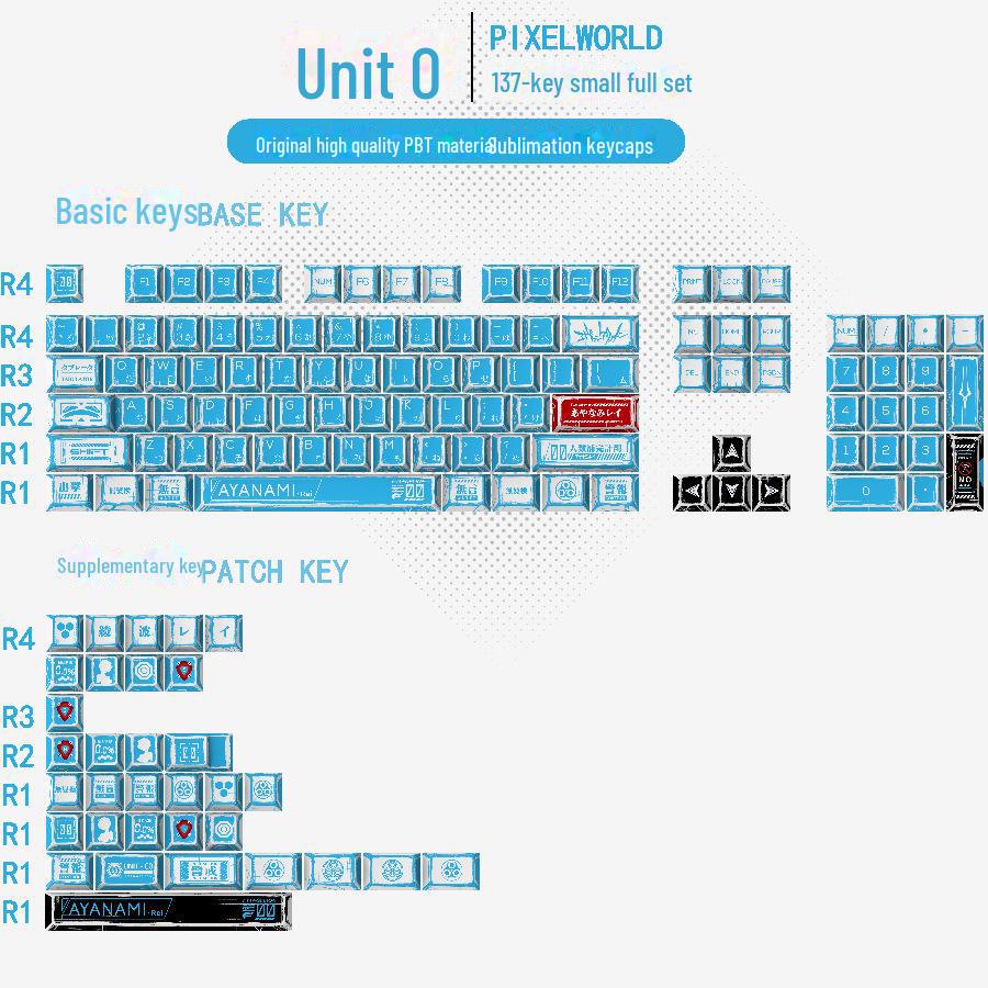 Classic Comic Style 136-Key Mixed Light Keycaps - Original Height for Mechanical Keyboards