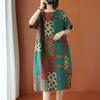 Real Shot 2026 Summer New Large Size Women's Clothing Fat MM Linen Cotton Linen Retro Literary Ethnic Style Casual Dress