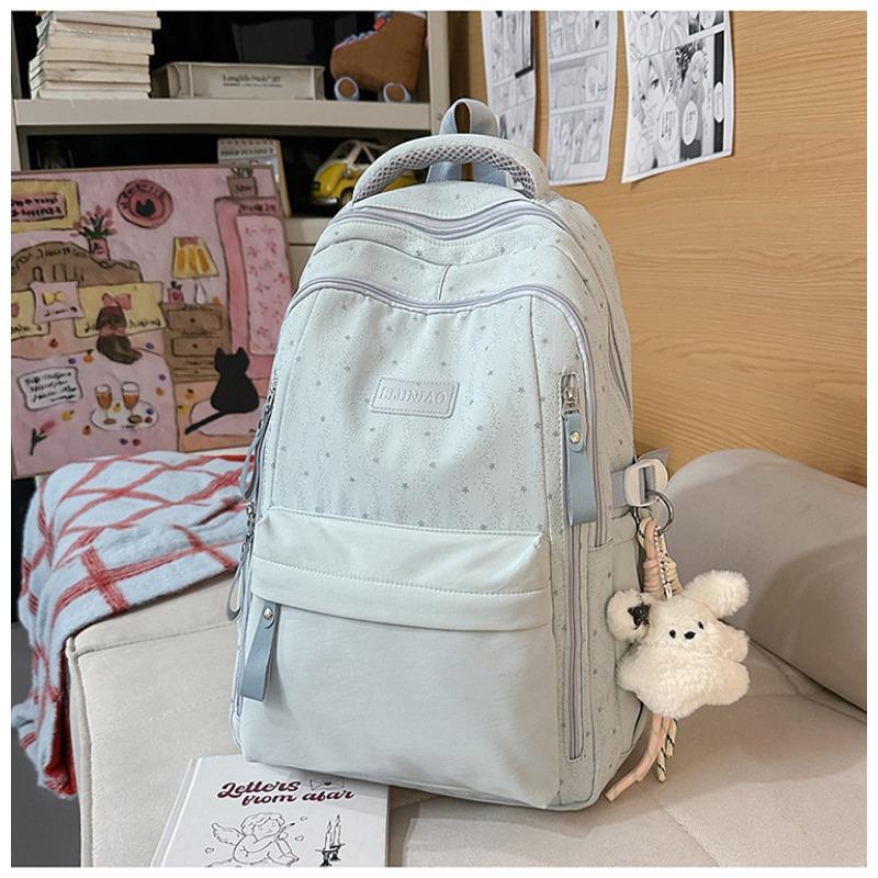 Fresh and Simple Chinese Schoolbag Women's High-value Star Printing Campus Backpack Large-capacity Travel Backpack