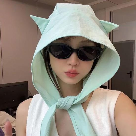 Sunshade Hat with Fixed Straps Adjustable Elasticity Breathable Quick-Drying Demon Hat Solid Color Design Lace-up Hat