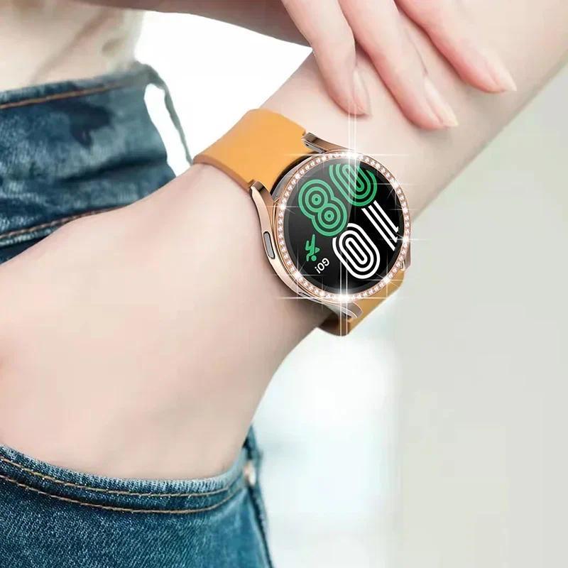 Bling Diamond Case for Samsung Galaxy Watch 7 6 5 4 PC Protective Case 40mm 44mm Screen Protector Bumper Transparent Cover