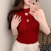 Spicy Girl Sexy Knit Sleeveless Vest with 3D Flower Design 