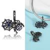 New Gothic Style 925 Sterling copper Black Spider&Red Rose Skull&Scorpion&Death Dangle Charm Fit DIY Bracelet Dark Zircon
