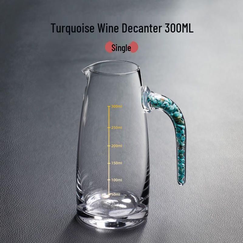 Mingzhanxuan 300ML Gold Foil Glass Wine Decanter with Turquoise Handle