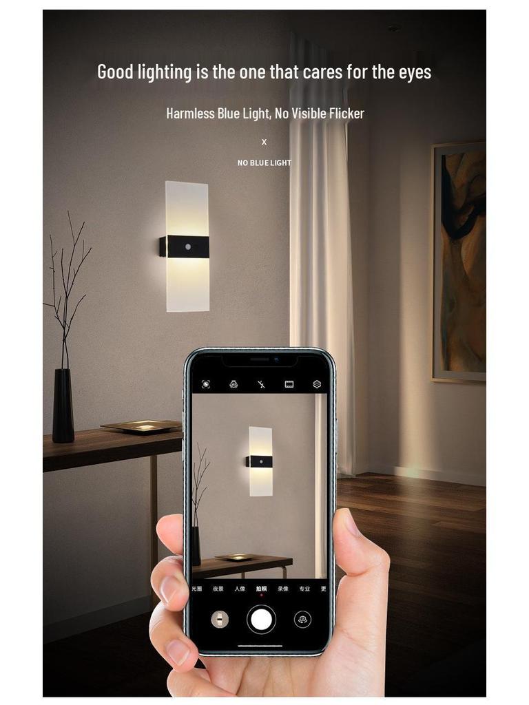 USB Rechargeable LED Wall Lamp with Infinite Dimming and Motion Sensor