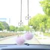 Cute Car Pendant Creative Letter Bow Cat Ears Mink Hair Ball Rearview Mirror Car Interior Pendant Ornaments Car Accessories