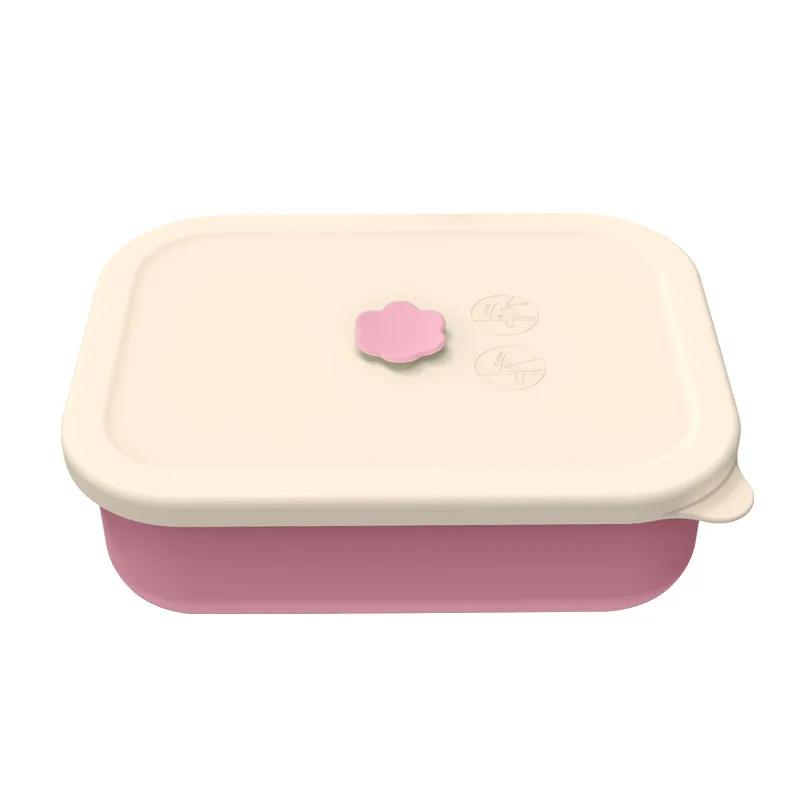 4 Grids Fat Reducing Meal Box High Temperature Resistant Microwave Heatable Silicone Lunch Box School Snacks Food Bento Box