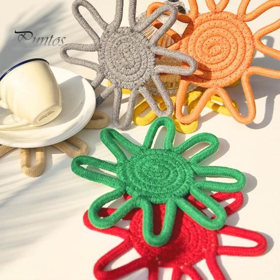 Sous-verre Style Nordique Tournesol Corde de Coton Sous-verre, Tapis Isolant Thermique Fait Main pour Tasse Antidérapante Table, Set de Table Pots Et Tasses Tissé