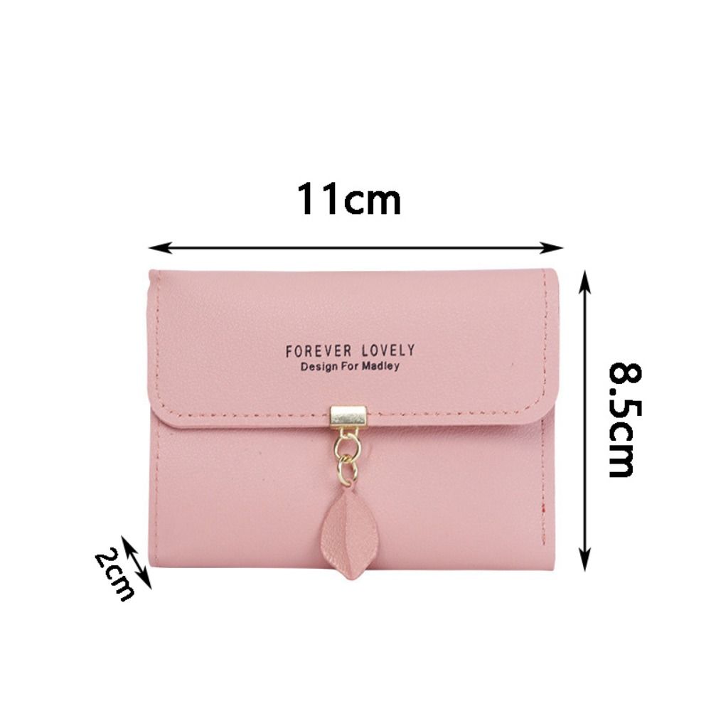 Fashion PU Leather Women Short Wallet Multi-Cards Leaf Tassels Slim Small Wallet Hasp Design Card Bag Holder Women Girls