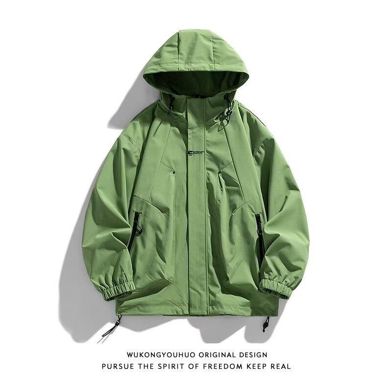 

Трендовая унисекс черная ветрозащитная и водонепроницаемая куртка-ветровка для весны и осени XL