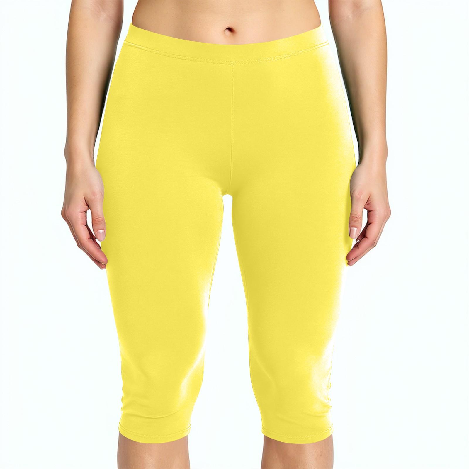 

Женские и больших размеров леггинсы длиной до колена и полной длины XS жёлтый