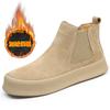 Martin Boots Men's Winter Leather Medium Help Chelsea Boots Velvet Warm Thick Sole Heightening Short Boots Retro Cotton Boots