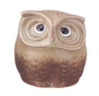 

Banko Ware Mosquito Coil Holder with Owl Design, Ash Glaze, 16cm Tall, Made in Japan, Product Number 10865