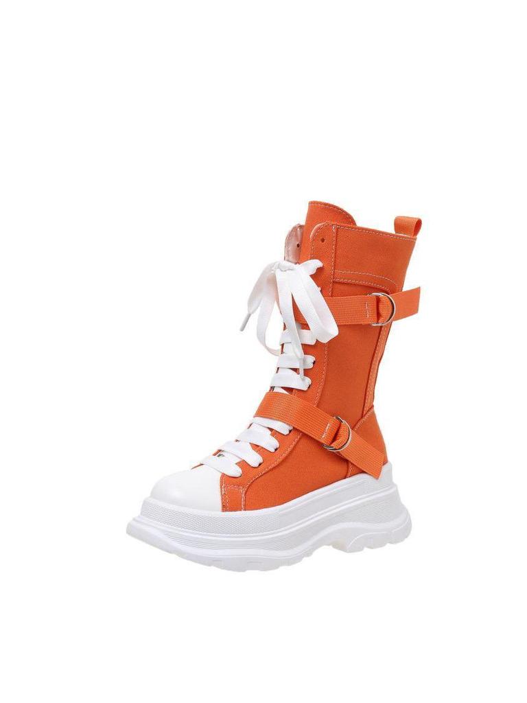 Versatile Thick-Soled Ankle Boots for Petite Women - Fashionable High-Top Martin Boots for Summer and Autumn