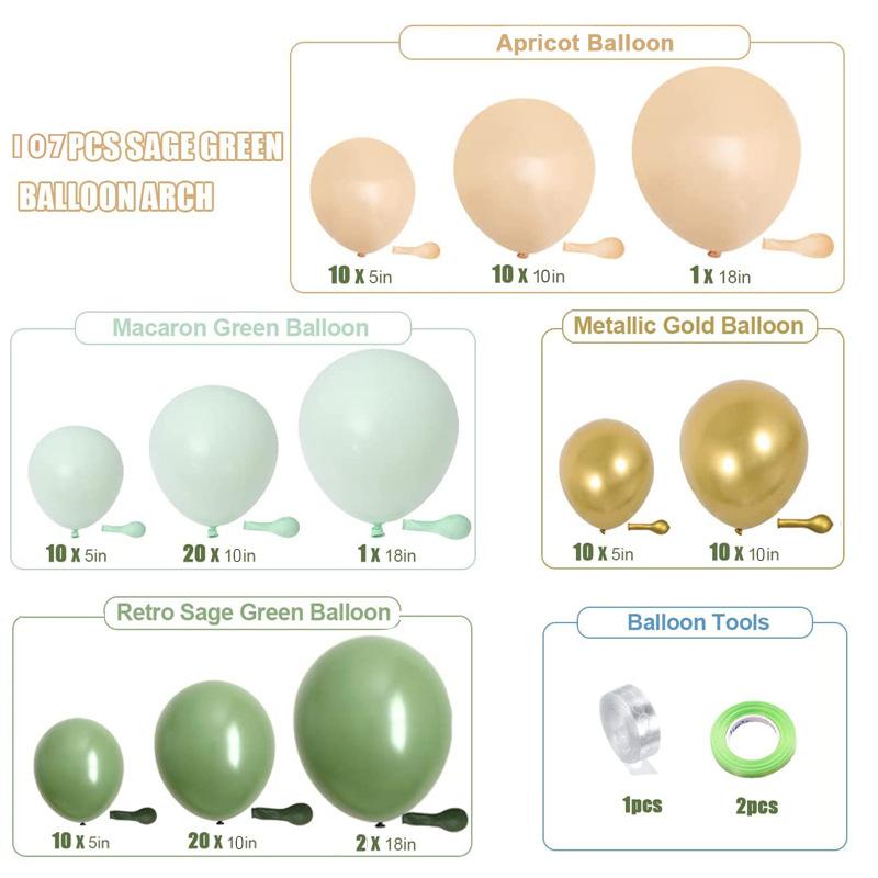 

Винтажный абрикосовый авокадово-зеленый набор гирлянды из воздушных шаров для украшения арки на день рождения, свадьбу New green balloon chain set