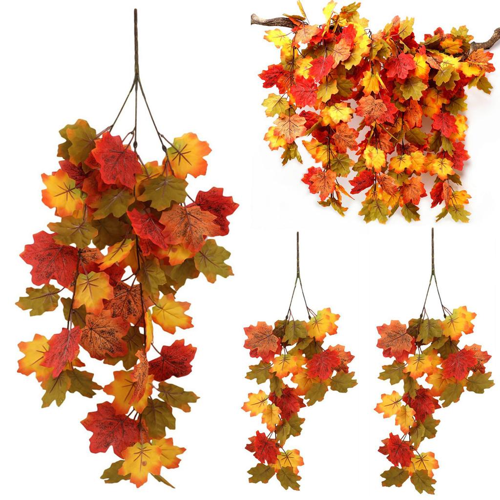 Leaves Wall Hanging Plants Fall Fake Maple Leaf Plants Artificial Maple Leaf Suitable For Party Thanksgiving Festival Decoration