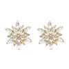 Sophisticated Women Silver Needle Floral Earrings Rhinestones Flower Ear Accessories Elegant Jewelry for Everyday Wear
