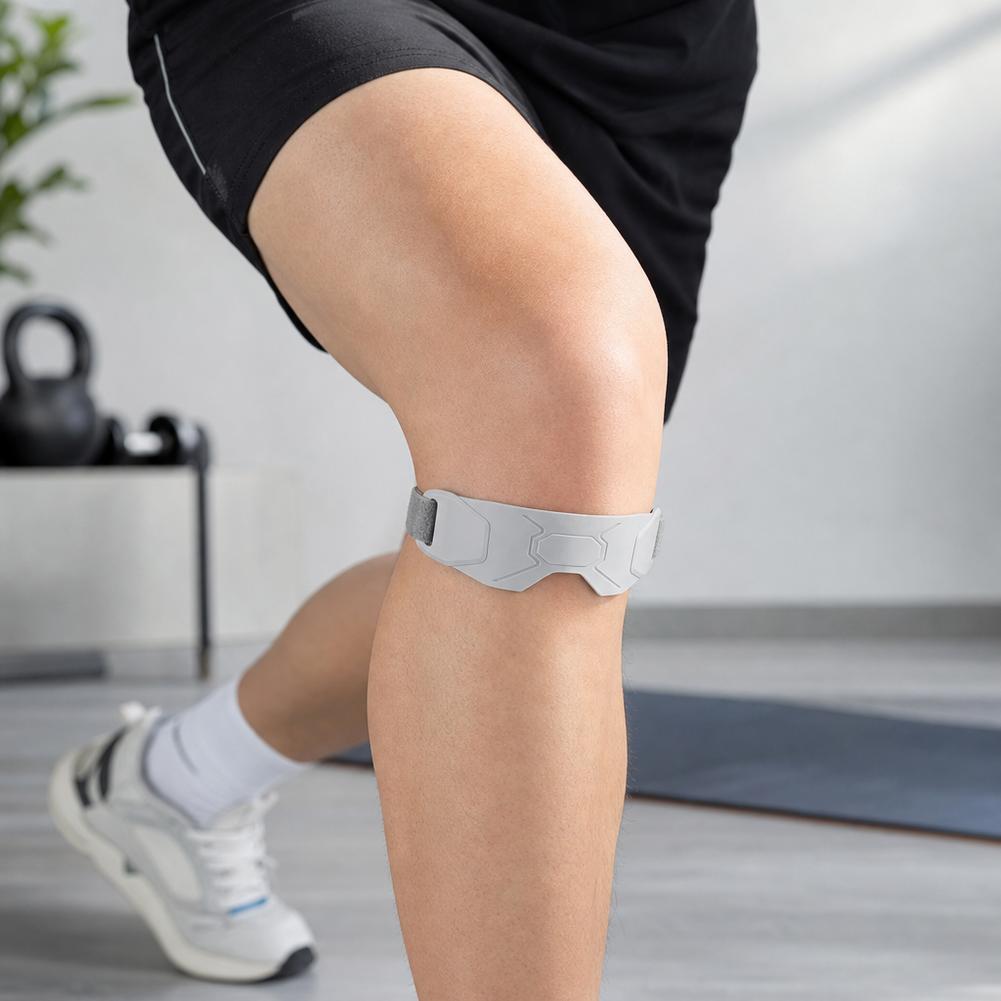 1 Pair Adjustable Patella Knee Strap Silicone Support Band for Pain Relief Breathable Sports Knee Brace for Running/Basketball/Fitness