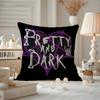 Cool Skull Heart Print Cushion Cover Antidustmite Pillowcase Invisible Zipper Silky Short Plush Sofa Cushion Cover