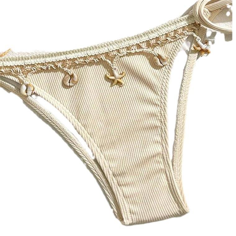 European & American 2025 Women's Solid Color Lace-Up Sexy Three-Piece Bikini Swimsuit