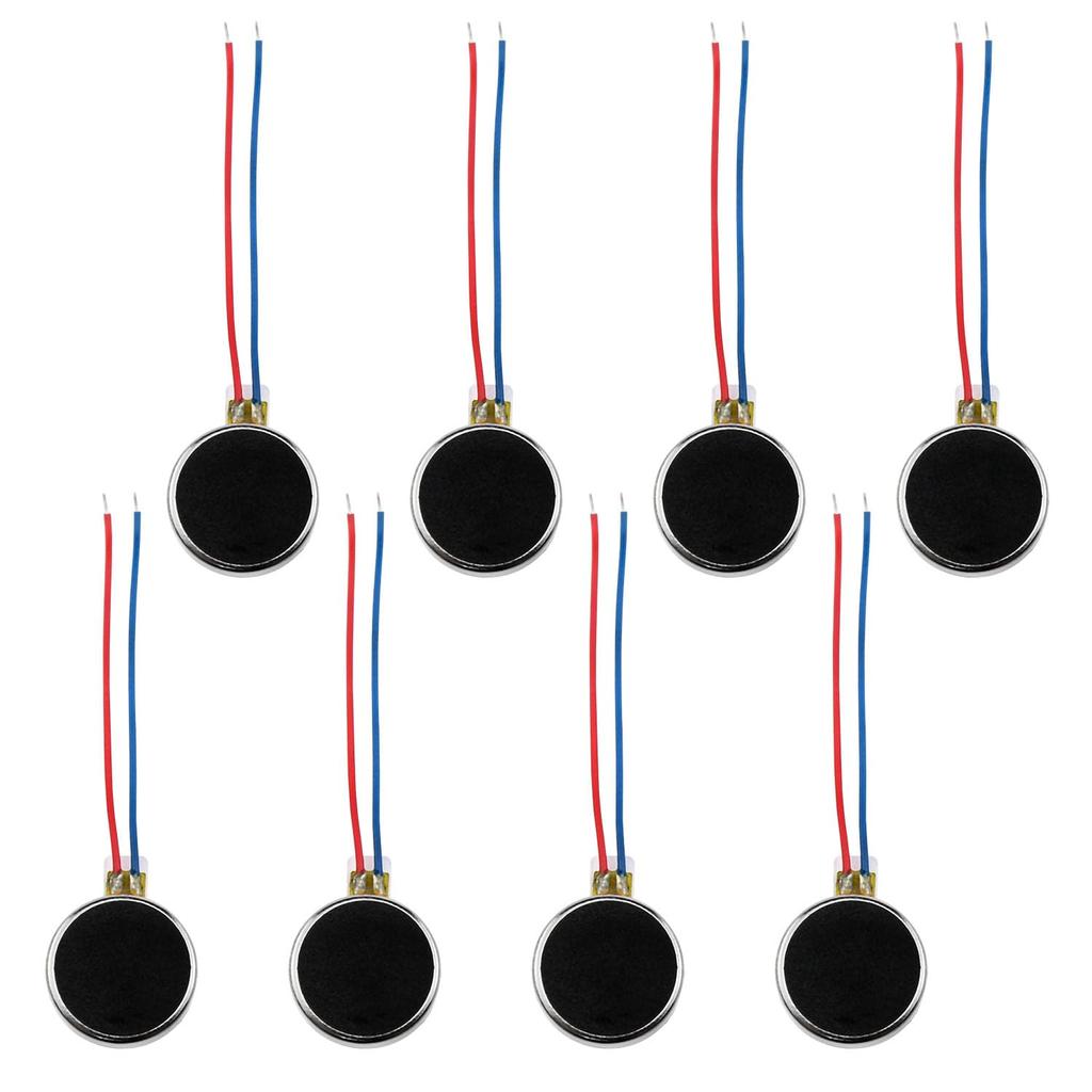 VAKTOK- 8pcs 10000RPM Mini Tiny Vibration Motor Wired mini Flat Pager Electronic Mobile Phone Coin Cell Splice Flat Coin Button-Type Vibrating Motor