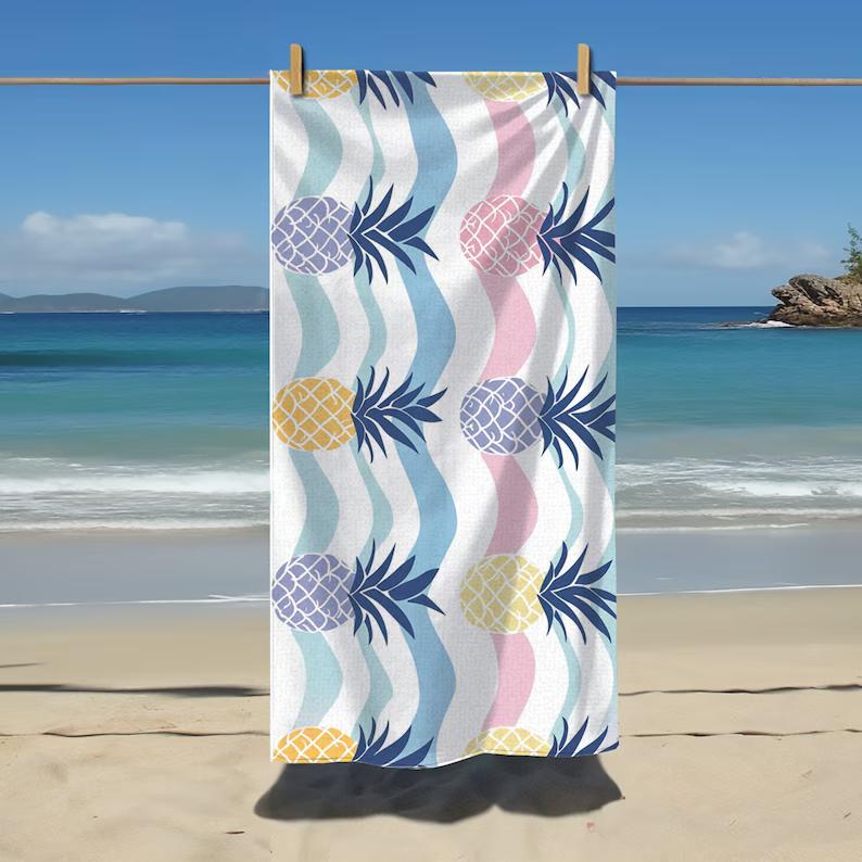 Pineapple Beach Towel Tropical Fruit Pattern Summer Pool Towel Tropical Beach Towel Beach Towel Beach Seaside Summer Beach Towel W30*H60(CM)