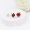 Solid 925 Sterling Silver Carnelian Gemstone Round Shape Stud Earring Tiny Stud Women Gift Jewelry