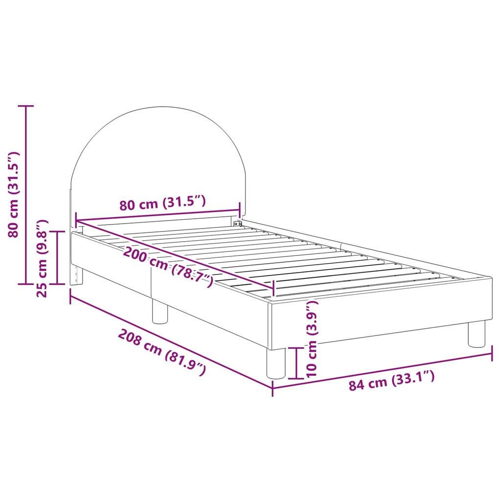 Struttura Letto per Bambini con Testiera Crema 80 x 200 cm Bouclé