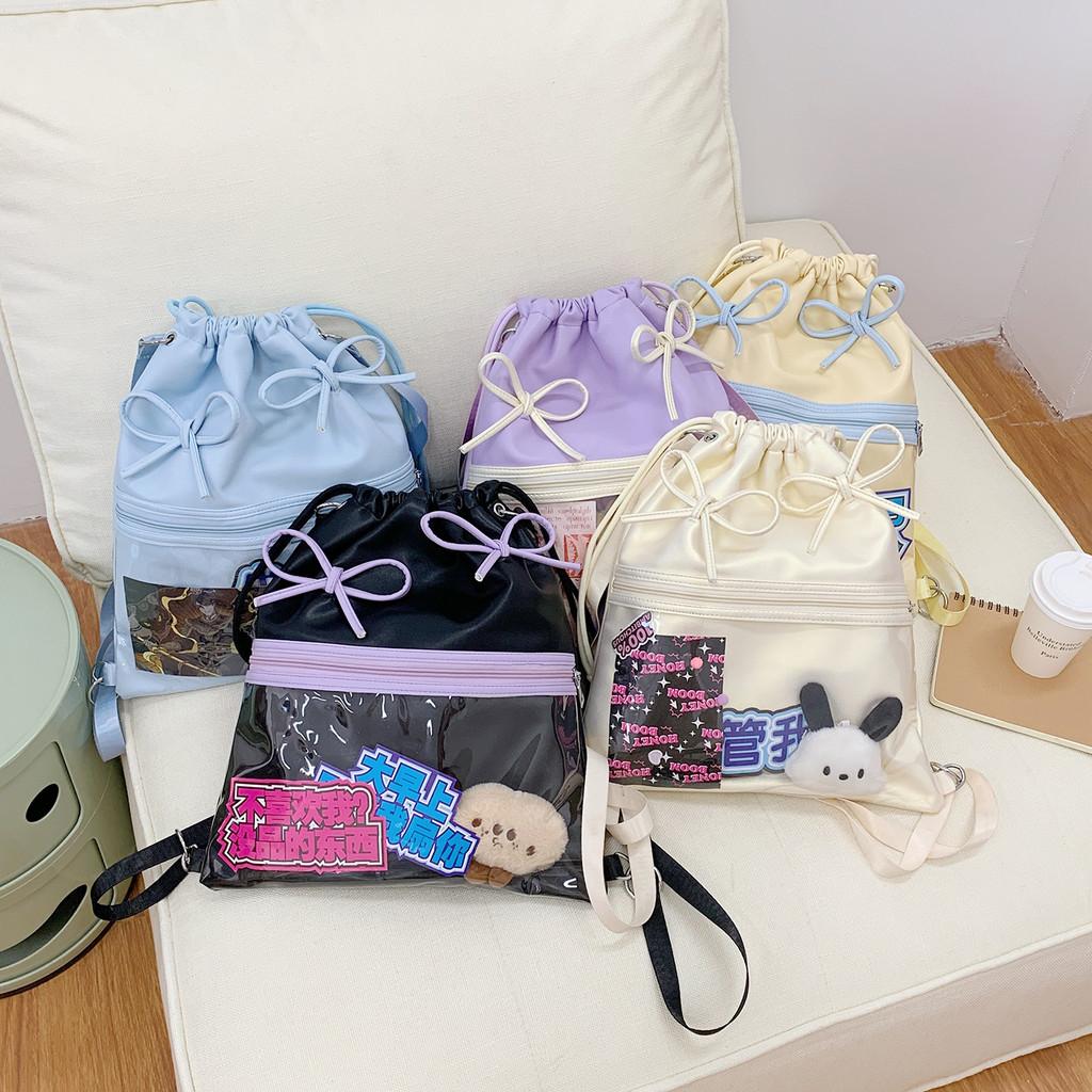 Bowknot Backpack Lightweight Solid Color Itabag Bucket Bag Fashion Casual Gift