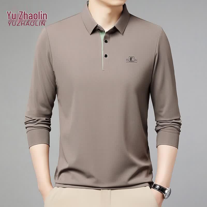 YUZHAOLIN Men s Breathable Long-Sleeve Polo Shirt M