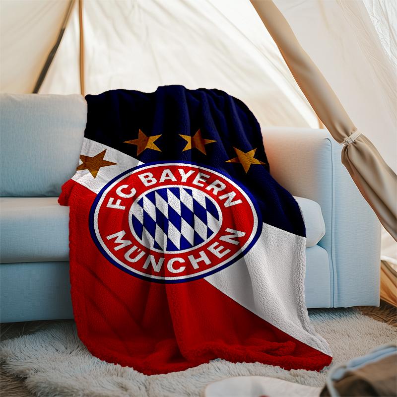 FC Bayern München logo printed throw blanket—soft,warm;versatile blanket for all seasons—perfect as &air-conditioning throw,nap blanket