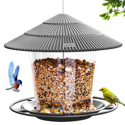 Bird Hanging Feeder with Roof Outdoor Feeding Tool Squirrel Proof Wild Bird Seed Dispenser Holder Nut Container for Garden Yard