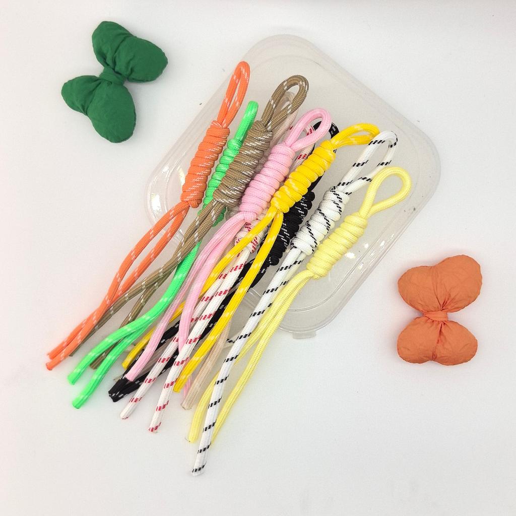 Spot Color Hand-Woven Rope Lanyard Pendant Trendy Color Nylon Rope Bag Keychain Pendant High Sense