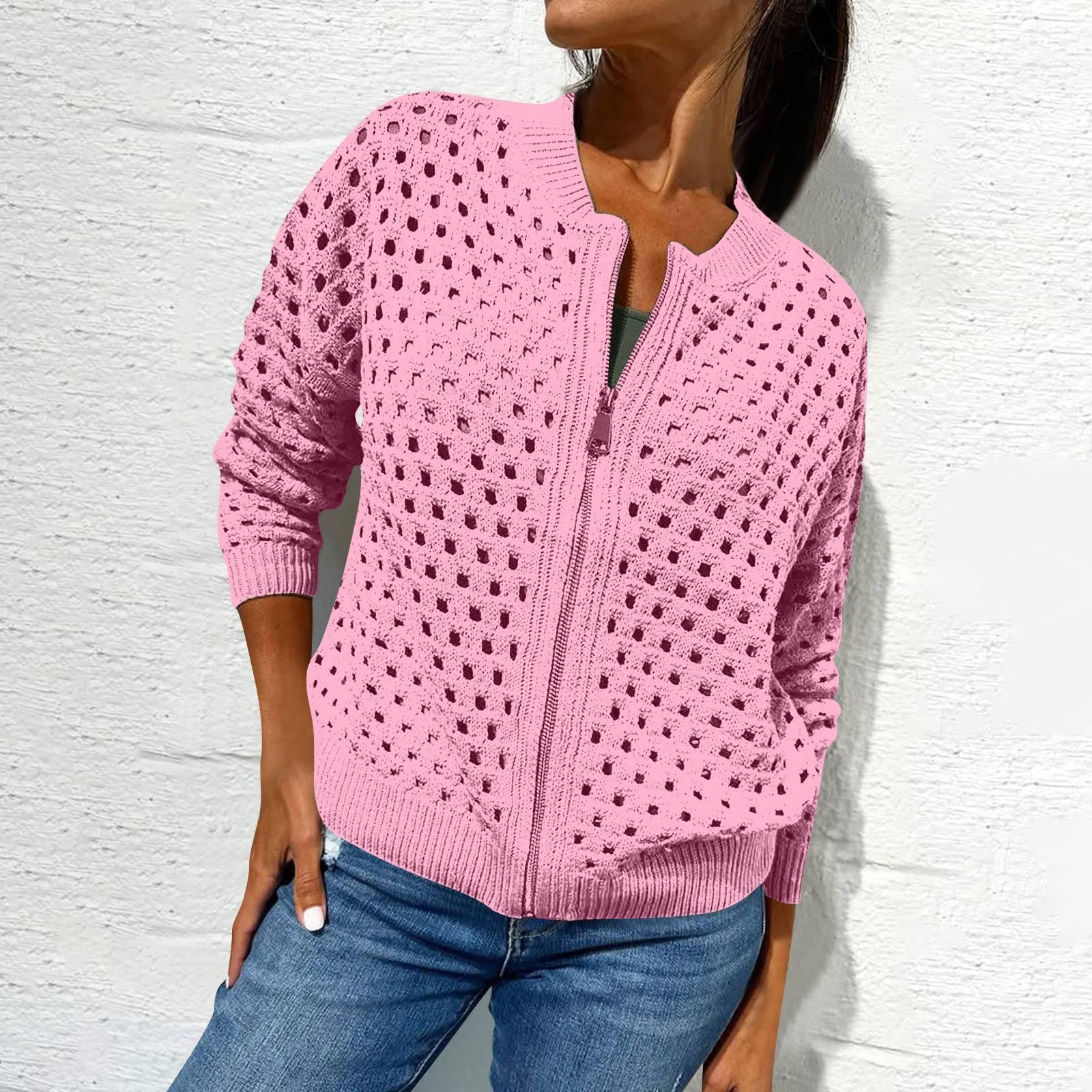 

Женская модная однотонная повседневная куртка с длинными рукавами и застежкой-молнией L розовый