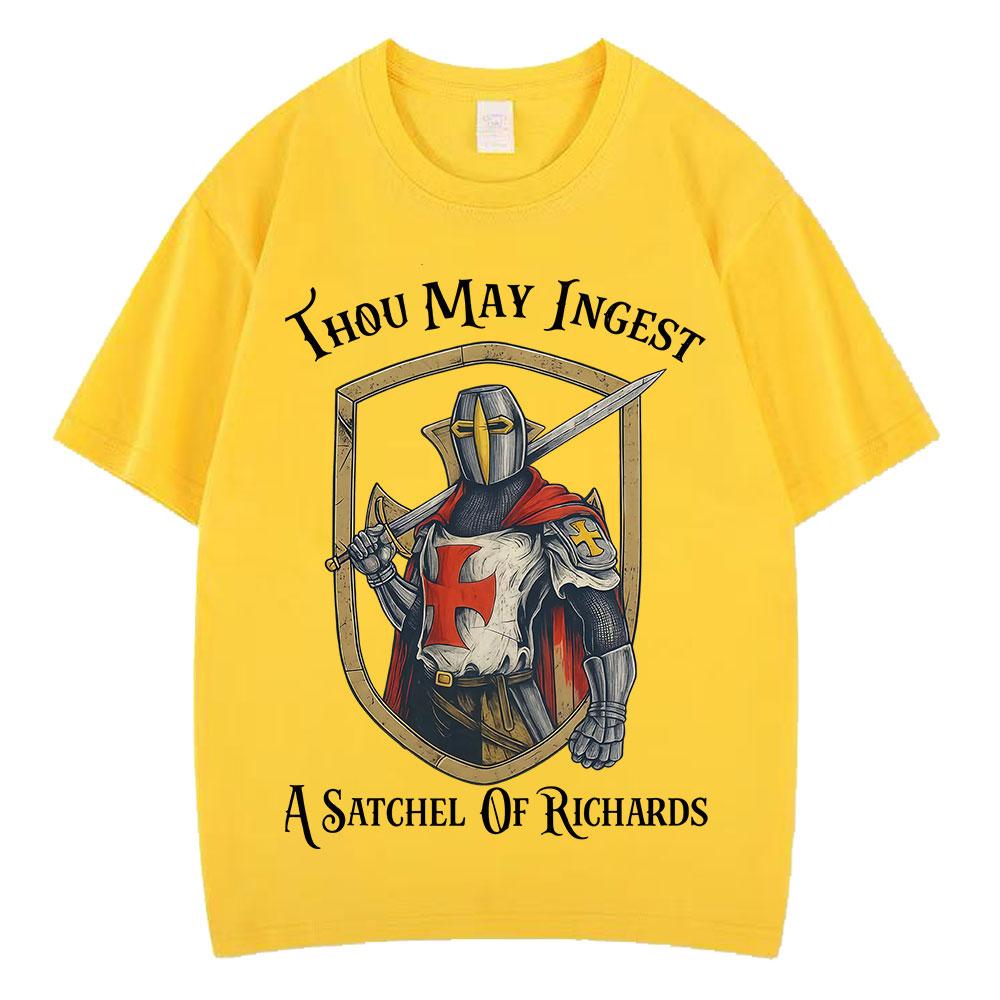 Medieval Knight Funny Meme Tshirt Men Women Vintage Fashion Tshirts Summer Shortsleeved Loose HipHop Cotton ONeck TShirts