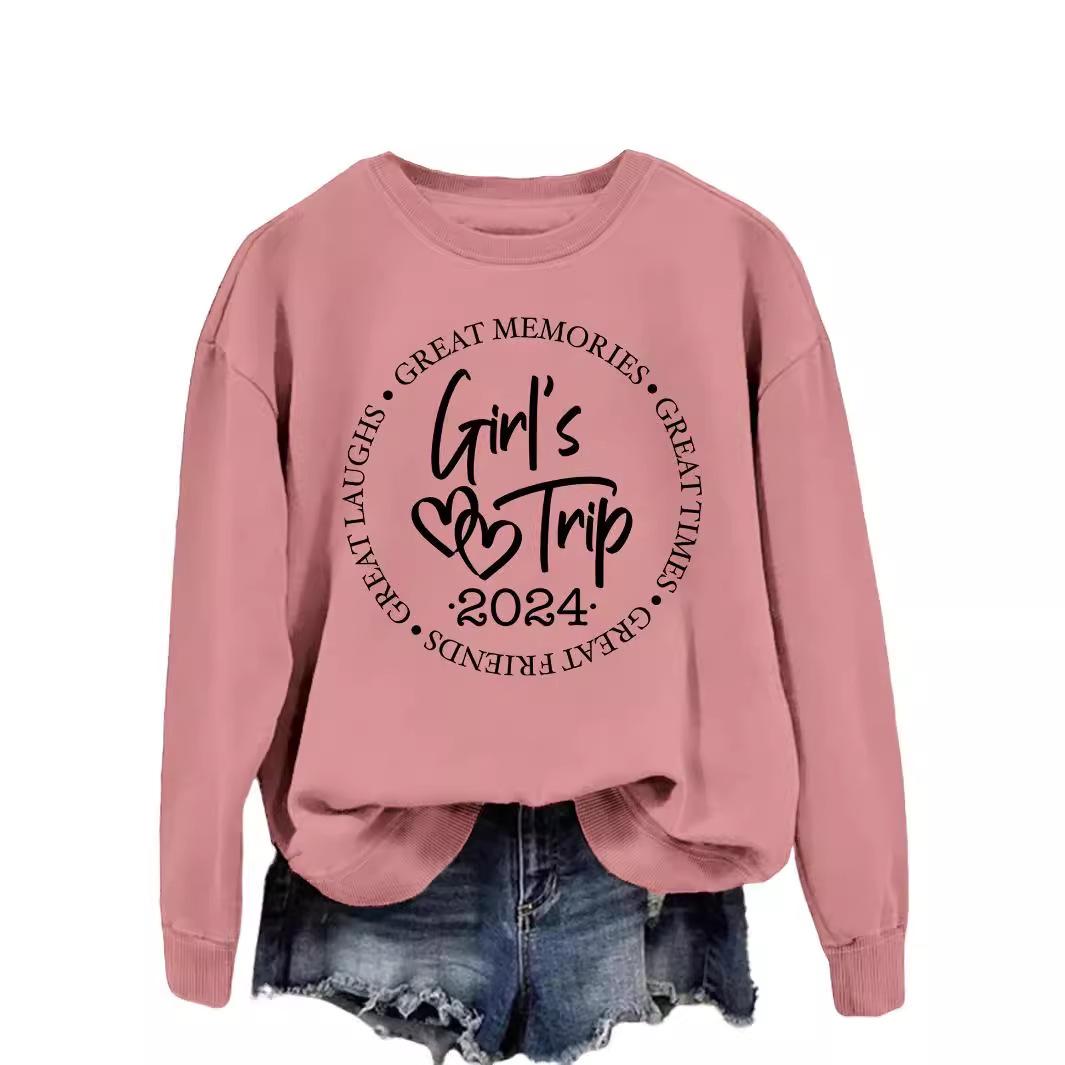 

Spring and Autumn Women s Long Sleeve Sweatshirt - Versatile Letter Print Top XXXL