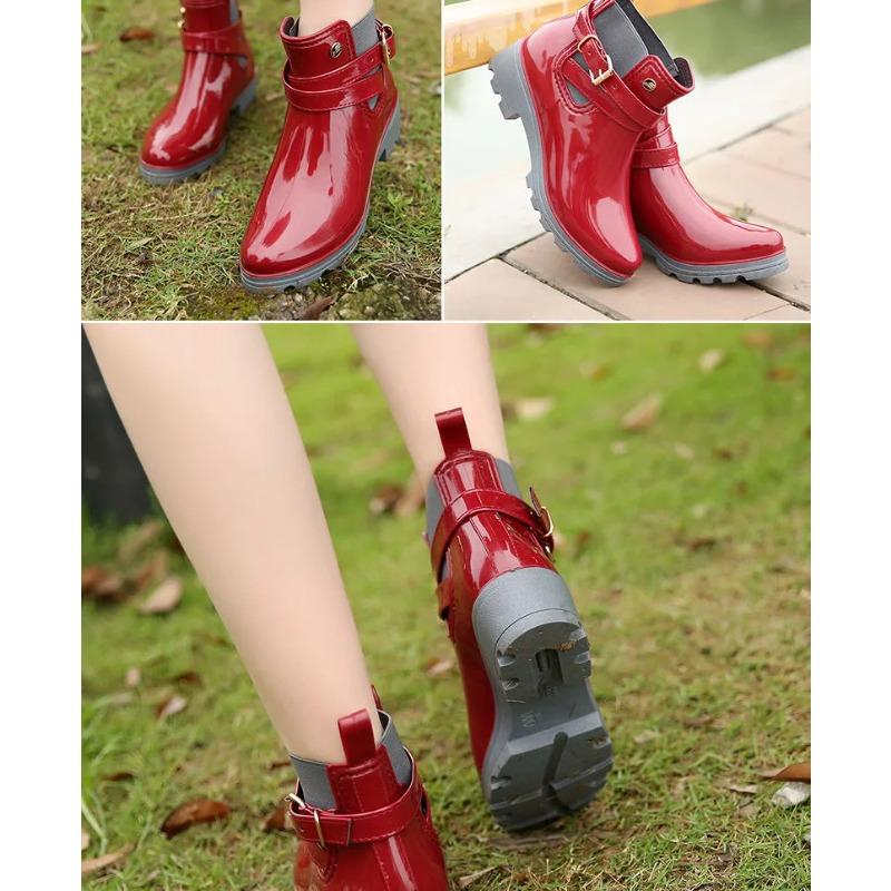 Rain Boots Women Ankle Bootie Waterproof Rubber Walking Shoes Girls Fashion Ladies Winter Shoes Outdoor Day