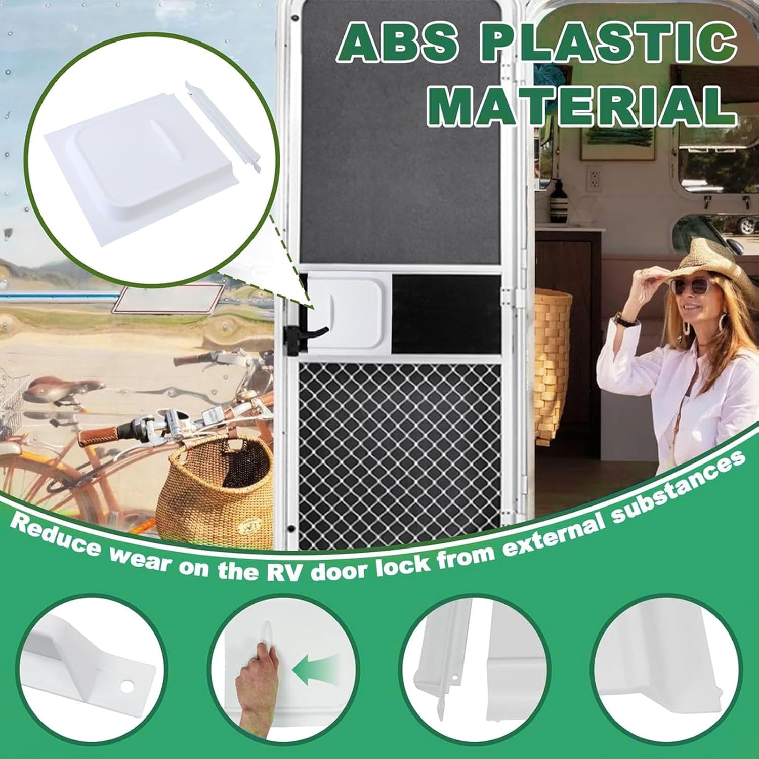 

WALFRONT RV Screen Door Slider Panel Protector Stop 12x12in White PP for RVs Trailers Camping Vehicles Entry Doors Hardware Slides