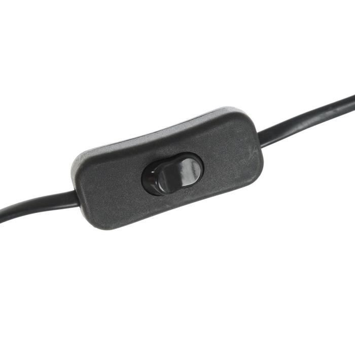 Lampadaire noir métal marron rotin bambou (38 x 38 x 119 cm)