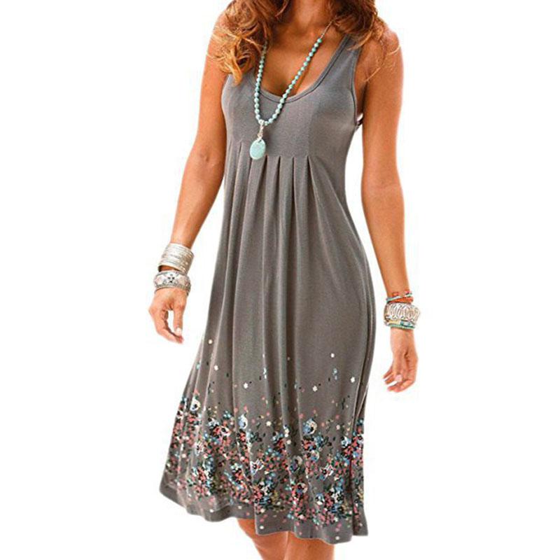 

Летнее женское платье без рукавов с цветочным принтом, свободные платья 3XL